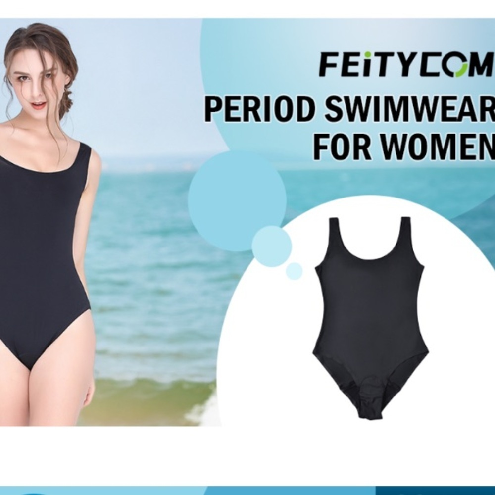 Feity Leakproof Period Monokini Swimsuit L black 12-Hour Protection convertible - Picture 6 of 10
